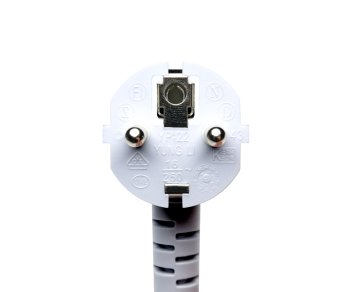 Maitinimo kabelis Europe CEE 7/7 90°-C13, 0,75 mm², VDE, baltos spalvos, DINIC dėžutė su Euro skyle, ilgis 1,80 m